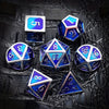 7-Piece Metal Dice Set - Premium Quality & Unique Design for RPG Board Games - Dazzling Blue-Purple Mix, Unmatched Craftsmanship, Perfect for Fantasy Adventures
