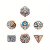 7pcs Creative Hollow Double Line Pattern Metal Dice Set - Perfect for Dungeons & Dragons, RPG, MTG, and Casino Games!