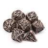 7pcs Coppery Skull Metal Dice Set - Crafted with Premium Metal, Unique Hollow Polyhedral Design, and Exquisite Details - Ideal for Immersive Role-Playing, RPG, Board Games, and Card Games