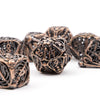 7pcs Coppery Skull Metal Dice Set - Crafted with Premium Metal, Unique Hollow Polyhedral Design, and Exquisite Details - Ideal for Immersive Role-Playing, RPG, Board Games, and Card Games
