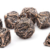 7pcs Coppery Skull Metal Dice Set - Crafted with Premium Metal, Unique Hollow Polyhedral Design, and Exquisite Details - Ideal for Immersive Role-Playing, RPG, Board Games, and Card Games