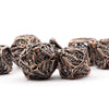 7pcs Coppery Skull Metal Dice Set - Crafted with Premium Metal, Unique Hollow Polyhedral Design, and Exquisite Details - Ideal for Immersive Role-Playing, RPG, Board Games, and Card Games