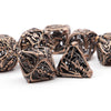 7pcs Coppery Skull Metal Dice Set - Crafted with Premium Metal, Unique Hollow Polyhedral Design, and Exquisite Details - Ideal for Immersive Role-Playing, RPG, Board Games, and Card Games