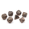 7pcs Coppery Skull Metal Dice Set - Crafted with Premium Metal, Unique Hollow Polyhedral Design, and Exquisite Details - Ideal for Immersive Role-Playing, RPG, Board Games, and Card Games