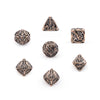 7pcs Coppery Skull Metal Dice Set - Crafted with Premium Metal, Unique Hollow Polyhedral Design, and Exquisite Details - Ideal for Immersive Role-Playing, RPG, Board Games, and Card Games