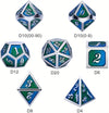 7-Piece Metal Dice Set - Premium Quality & Unique Design for RPG Board Games - Dazzling Blue-Purple Mix, Unmatched Craftsmanship, Perfect for Fantasy Adventures
