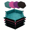 4pcs PU Leather Foldable Dice Tray Set Hexagon Dice Rolling Tray For Dice Games Like RPG, DND And Other Desktop Games (Red, Black, Blue And Purple) Halloween Christmas Gift