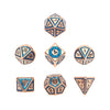 7pcs Creative Hollow Double Line Pattern Metal Dice Set - Perfect for Dungeons & Dragons, RPG, MTG, and Casino Games!