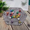 4pcs PU Leather Foldable Dice Tray Set Hexagon Dice Rolling Tray For Dice Games Like RPG, DND And Other Desktop Games (Red, Black, Blue And Purple) Halloween Christmas Gift