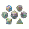 7pcs Creative Hollow Double Line Pattern Metal Dice Set - Perfect for Dungeons & Dragons, RPG, MTG, and Casino Games!