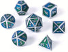 7-Piece Metal Dice Set - Premium Quality & Unique Design for RPG Board Games - Dazzling Blue-Purple Mix, Unmatched Craftsmanship, Perfect for Fantasy Adventures