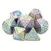 7pcs Creative Hollow Double Line Pattern Metal Dice Set - Perfect for Dungeons & Dragons, RPG, MTG, and Casino Games!