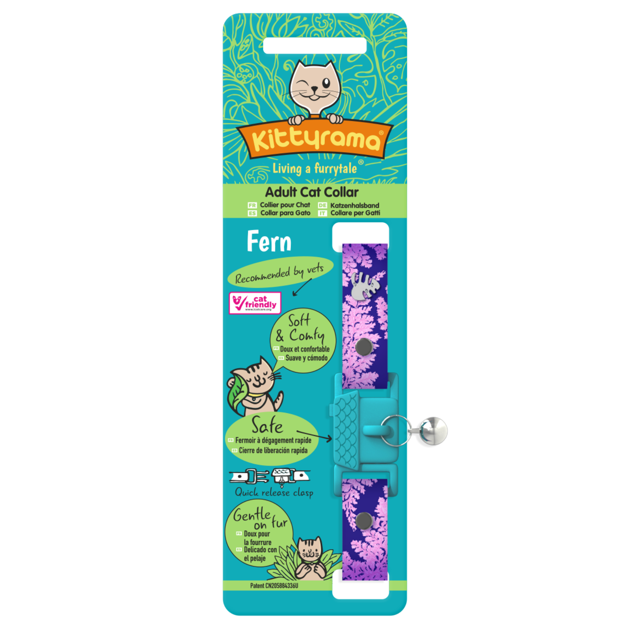 KITTYRAMA BOTANICALS FERN CAT COLLAR - Quick Release, Breakaway, Hypoallergenic | Shop Brit | UK Pet Shop | Cat Supplies
