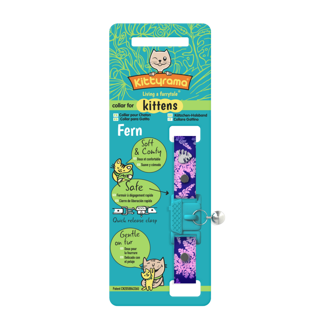 KITTYRAMA KITTEN BOTANICALS FERN COLLAR - Quick Release, Breakaway, Hypoallergenic | Shop Brit | UK Pet Shop | Cat Supplies