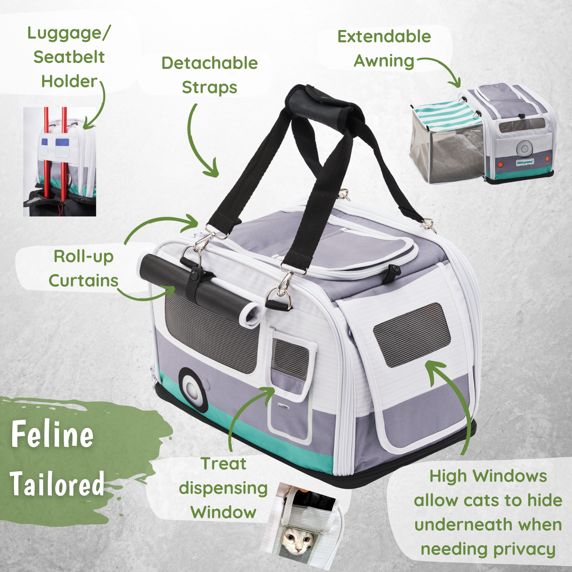 THE SLATE CRUISER - KITTYRAMA CAT CARRIER & HIDEAWAY | Shop Brit | UK Pet Shop | Cat Carrier