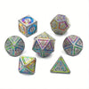 7pcs Creative Hollow Double Line Pattern Metal Dice Set - Perfect for Dungeons & Dragons, RPG, MTG, and Casino Games!
