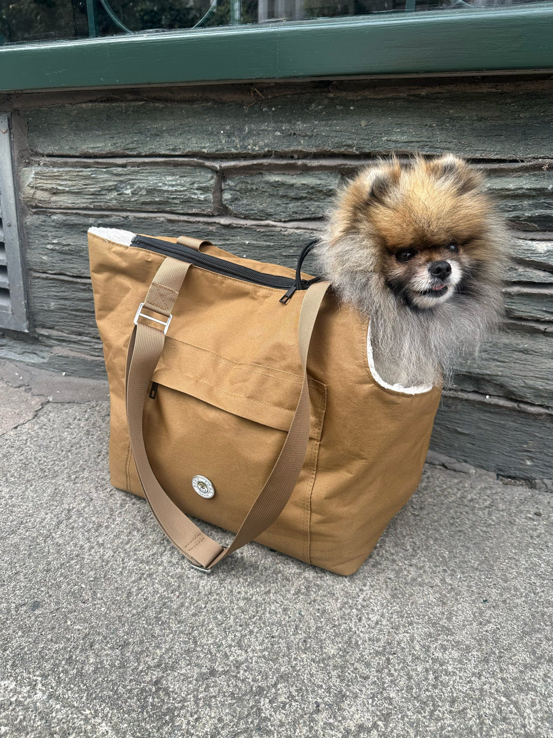 Soho Poms Light Brown & Cream Rainy Bear Pet Carrier - Ideal for Dogs & Cats | Shop Brit | UK Pet Shop | Dog Carrier