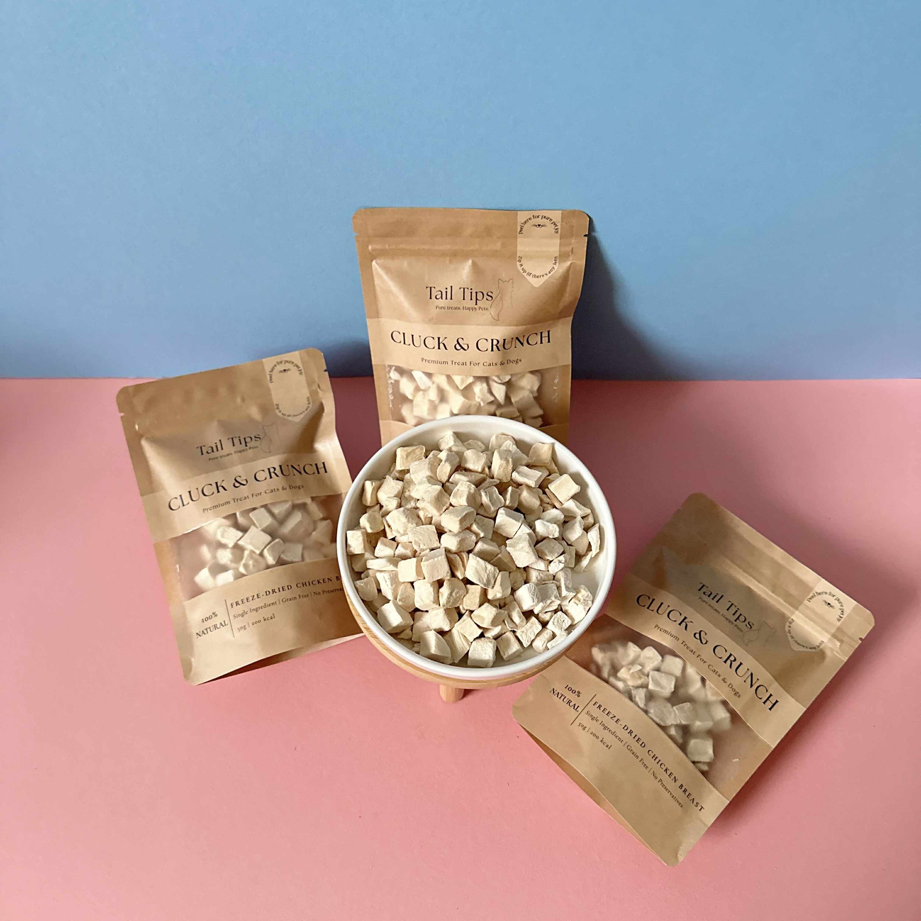 Cluck & Crunch - 100% Freeze-Dried Chicken Treats | Pure & Natural | Tail Tips UK | Shop Brit | UK Pet Shop | 