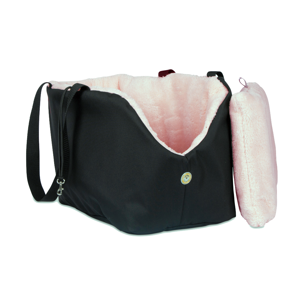 Soho Poms Black & Pink Luxury Rainy Bear Dog Carrier | Shop Brit | UK Pet Shop | Dog Carrier