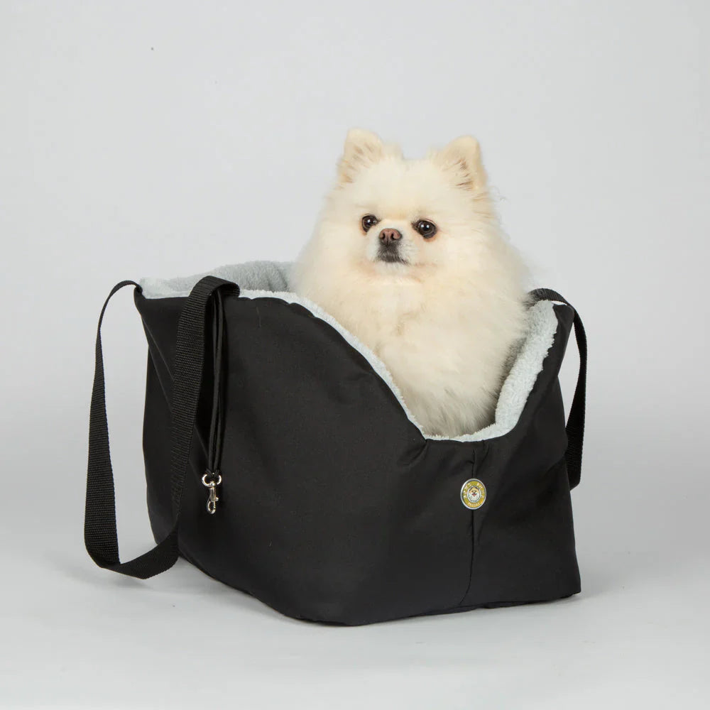 Soho Poms Black & Light Blue Luxury Rainy Bear Dog Carrier | Shop Brit | UK Pet Shop | Dog Carriers