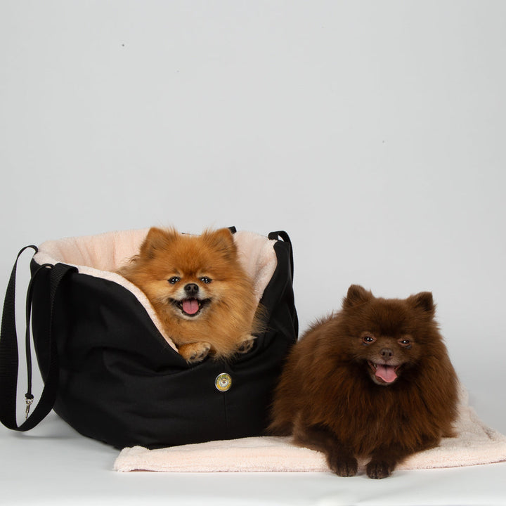 Soho Poms Black & Pink Luxury Rainy Bear Dog Carrier | Shop Brit | UK Pet Shop | Dog Carrier