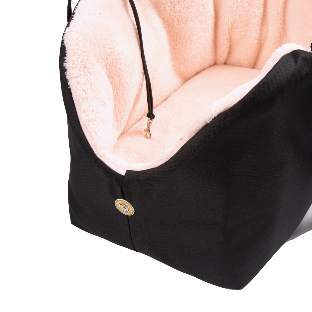 Soho Poms Black & Pink Luxury Rainy Bear Dog Carrier with Zipper | Shop Brit | UK Pet Shop | Dog Carrier