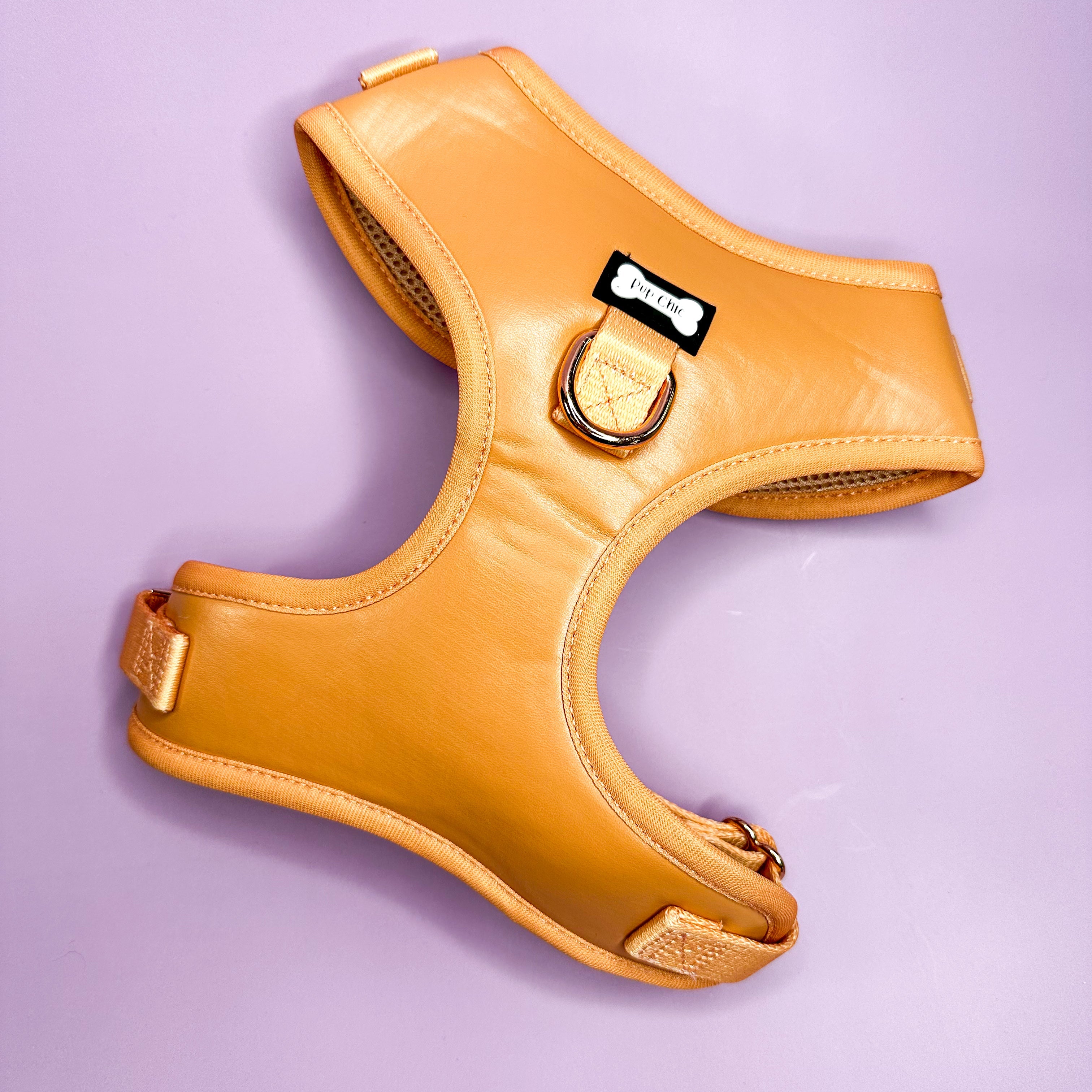Alfresco Pup faux leather dog harness - camel colour adjustable dog harness | Shop Brit | UK Pet Shop | Pet Products
