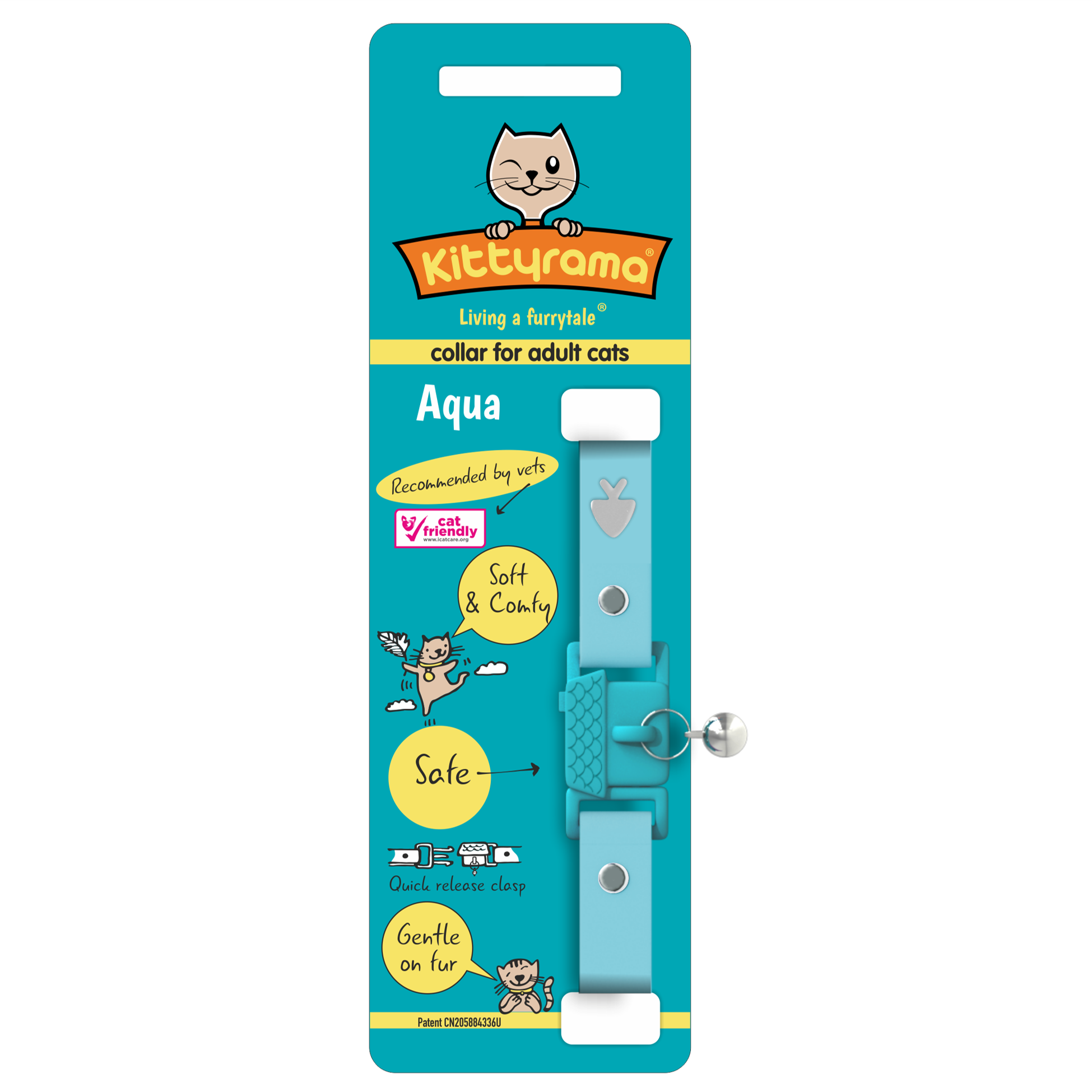 KITTYRAMA AQUA CAT COLLAR - Quick Release, Breakaway, Hypoallergenic | Shop Brit | UK Pet Shop | Cat Supplies