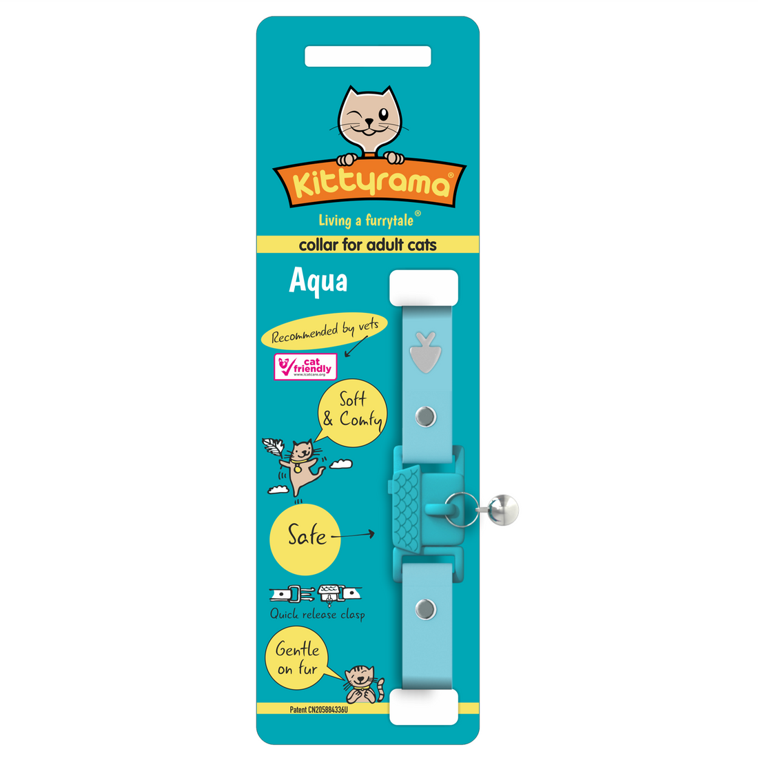 KITTYRAMA AQUA CAT COLLAR - Quick Release, Breakaway, Hypoallergenic | Shop Brit | UK Pet Shop | Cat Supplies