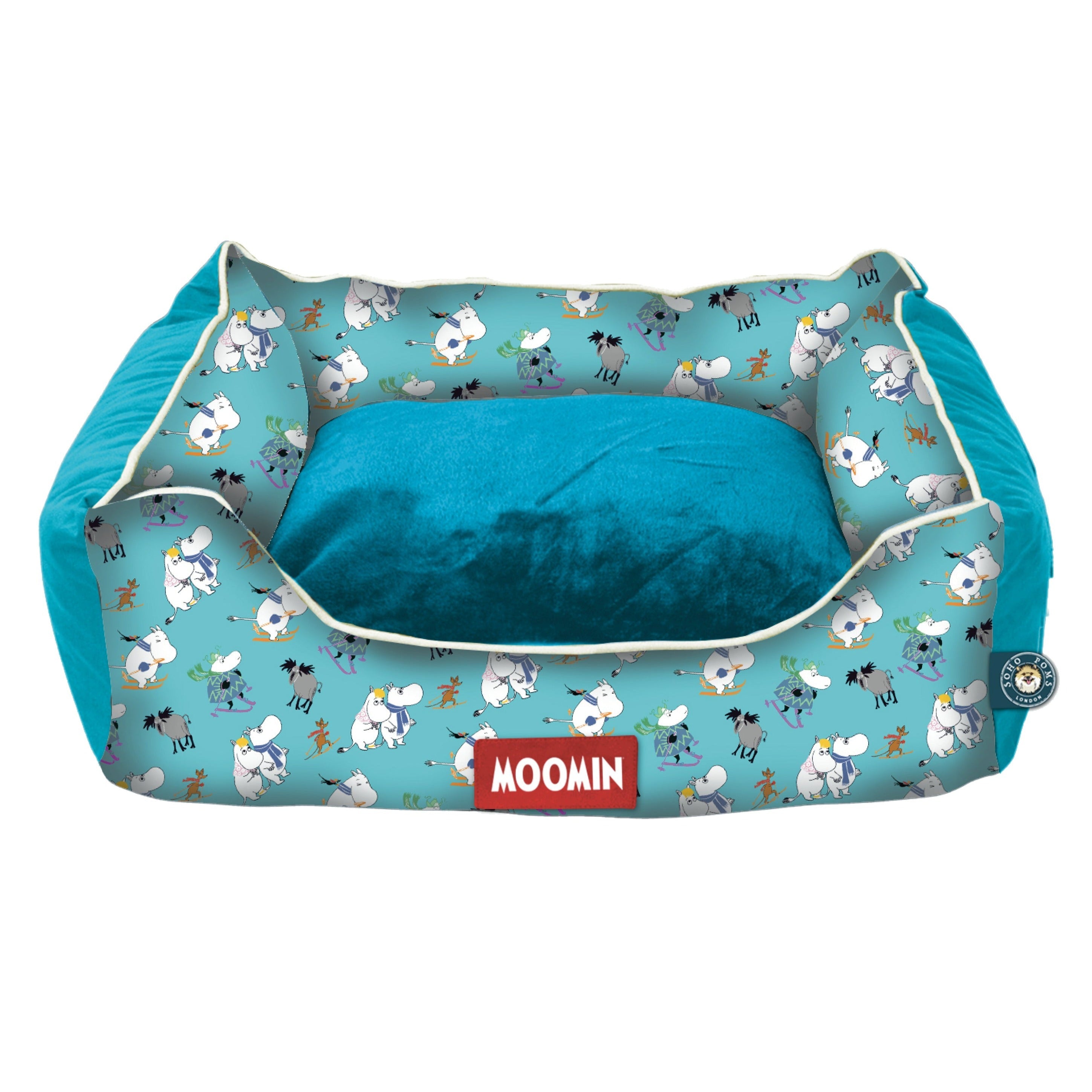 Moomins Blue Ski Holidays Bed by SohoPoms | Shop Brit | UK Pet Shop | Dog Beds
