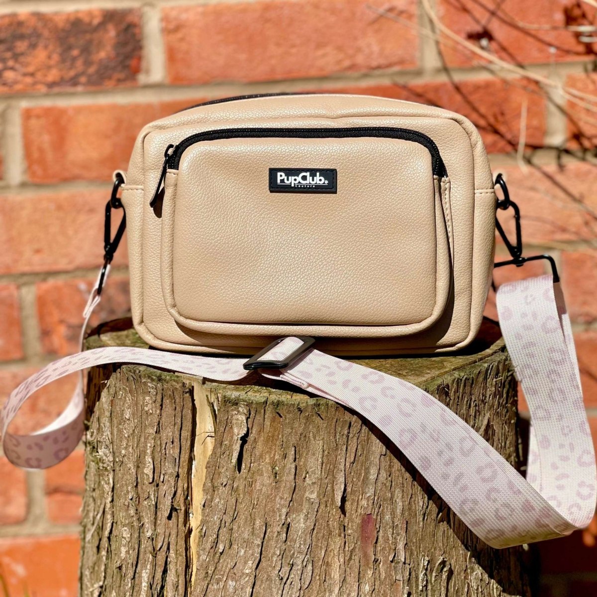 Crossbody Dog Walking Bag - Vegan Leather Tan | Shop Brit | UK Pet Shop | Dog Walking Bag