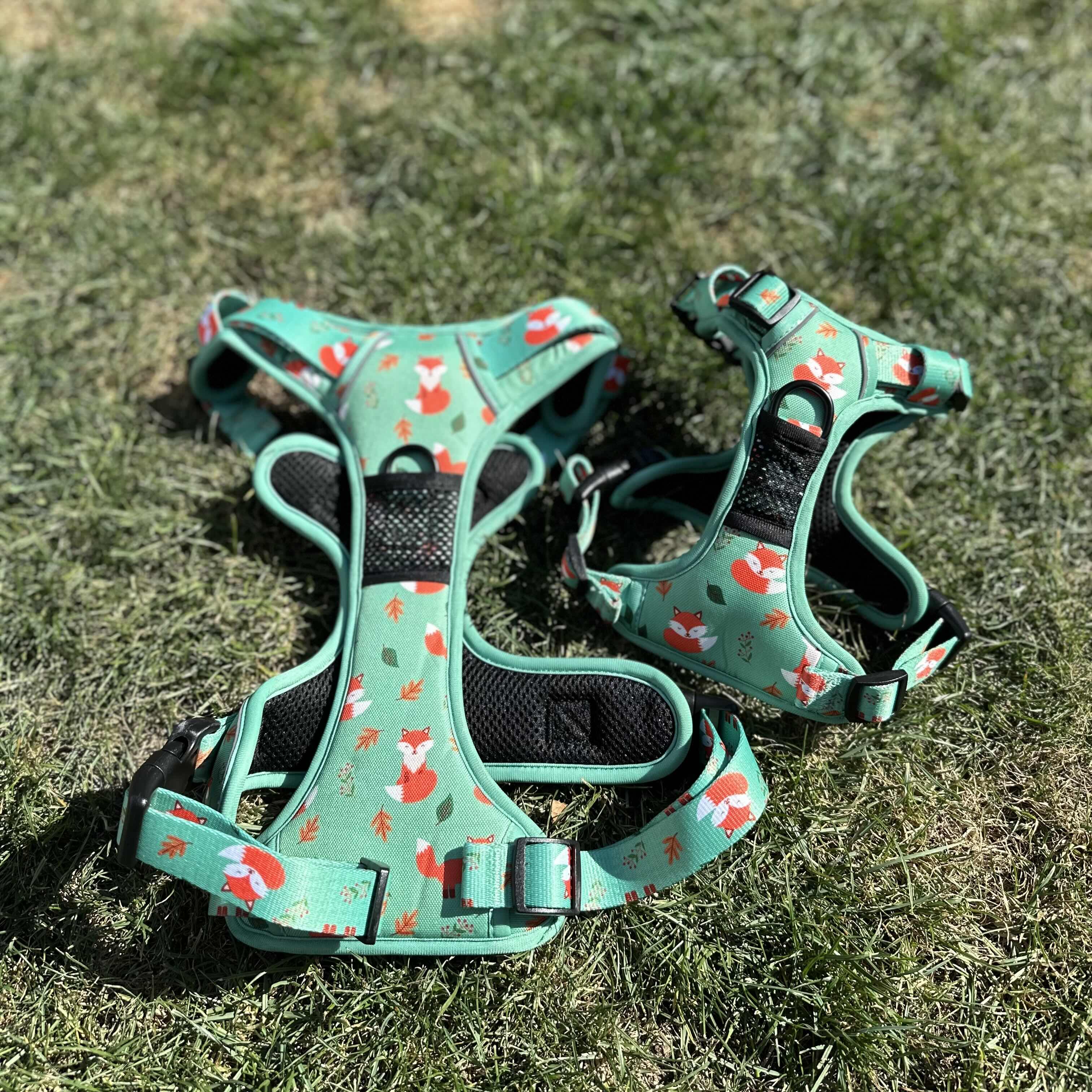Inquisitive Fox No Pull Tactical Dog Harness – Green Fox Print, Adjustable, Step-In (XS-XL) | Shop Brit | UK Pet Shop | 