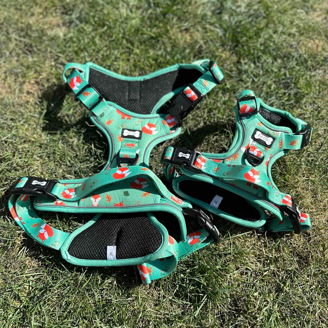 Inquisitive Fox No Pull Tactical Dog Harness – Green Fox Print, Adjustable, Step-In (XS-XL) | Shop Brit | UK Pet Shop | 