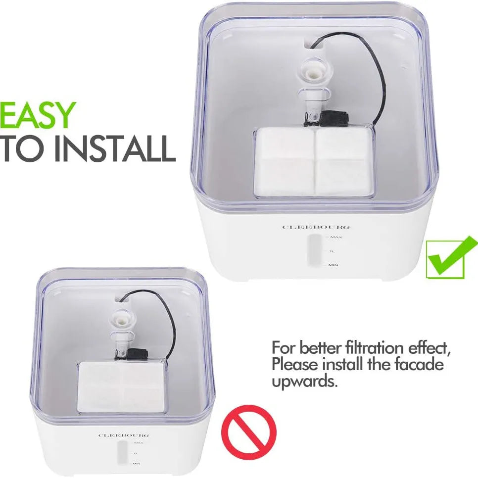 Cat Water Fountain Filter Pet Fountain Replacement Filters with Coconut Activated Carbon Suitable for 2L Water Dispenser