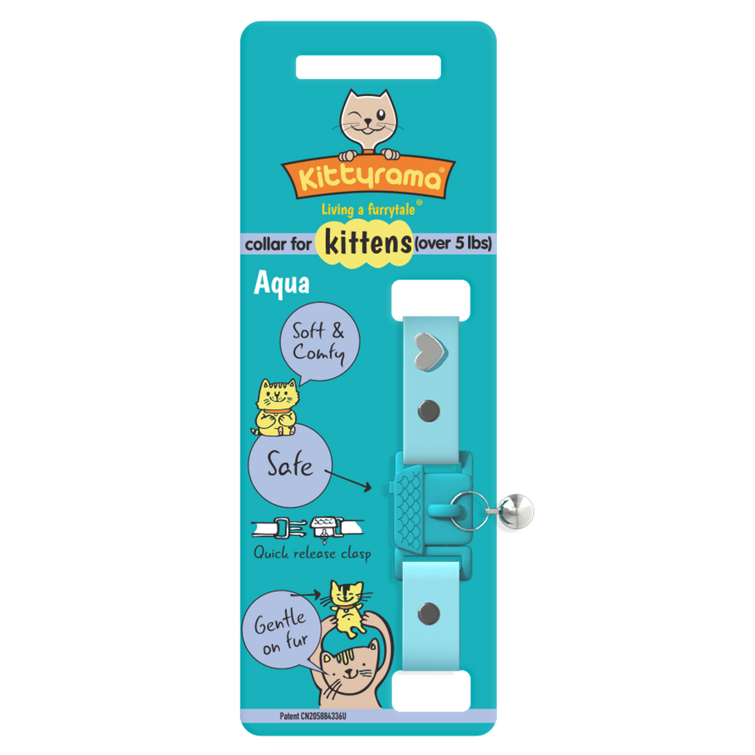 KITTYRAMA KITTEN AQUA COLLAR - Soft, Lightweight, Quick Release Breakaway | Shop Brit | UK Pet Shop | Cat Supplies