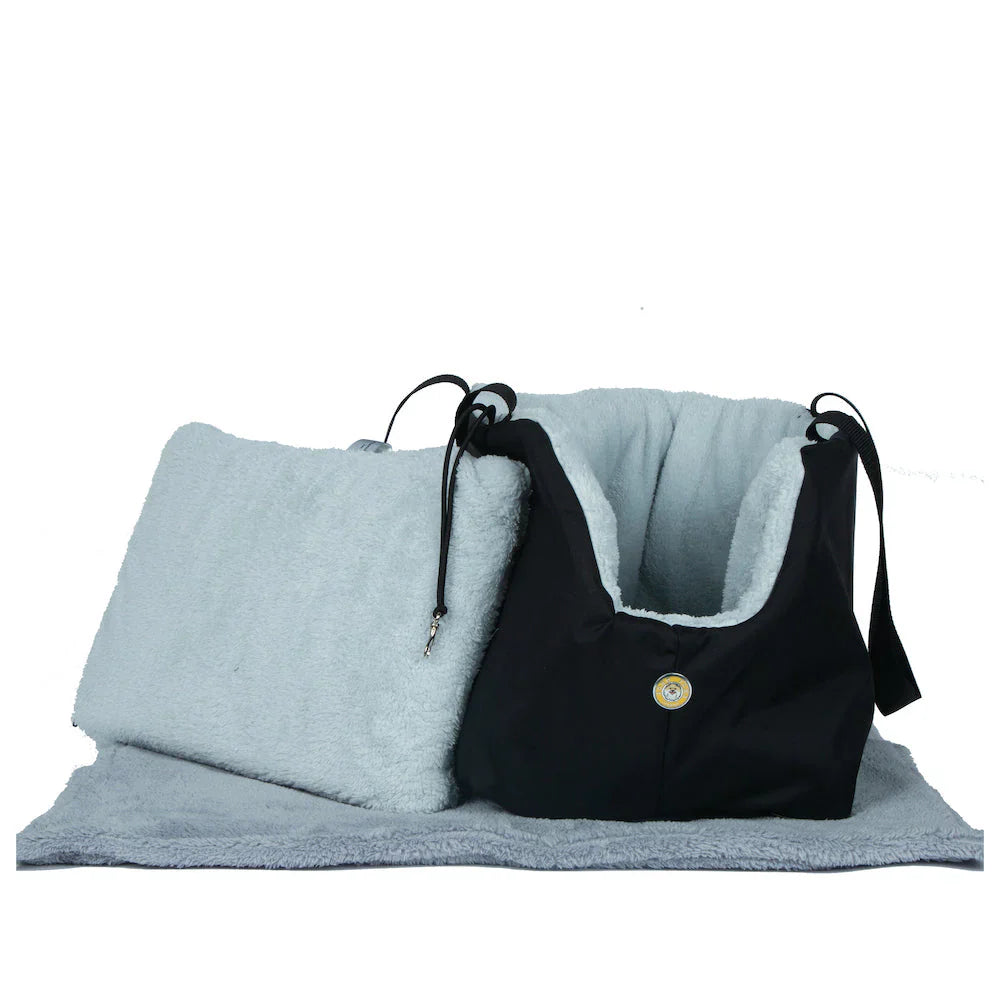 Soho Poms Black & Light Blue Luxury Rainy Bear Dog Carrier | Shop Brit | UK Pet Shop | Dog Carriers