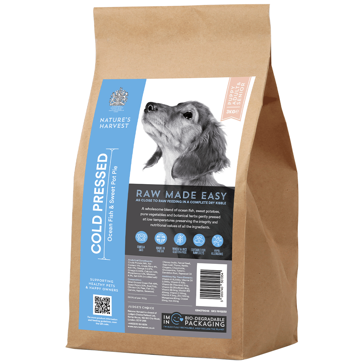 Cold Pressed Ocean Fish and Sweet Potato 3KG Hypoallergenic Dog Food - Raw Made Easy | Shop Brit | UK Pet Shop | Cold Pressed Dog Food
