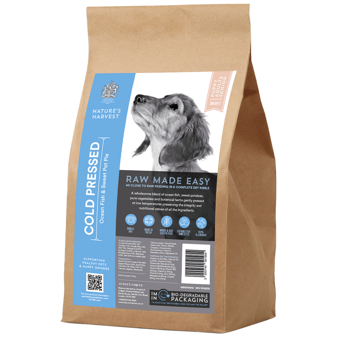Cold Pressed Ocean Fish and Sweet Potato 3KG Hypoallergenic Dog Food - Raw Made Easy | Shop Brit | UK Pet Shop | Cold Pressed Dog Food