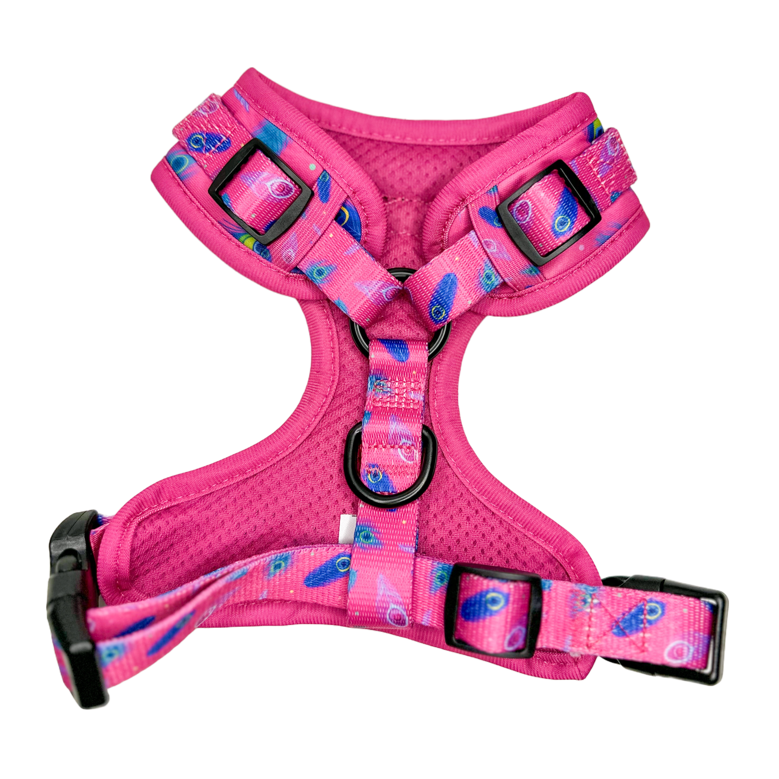 Peacock Power Adjustable Dog Harness - hot pink peacock feather dog harness | Shop Brit | UK Pet Shop | Pet Products