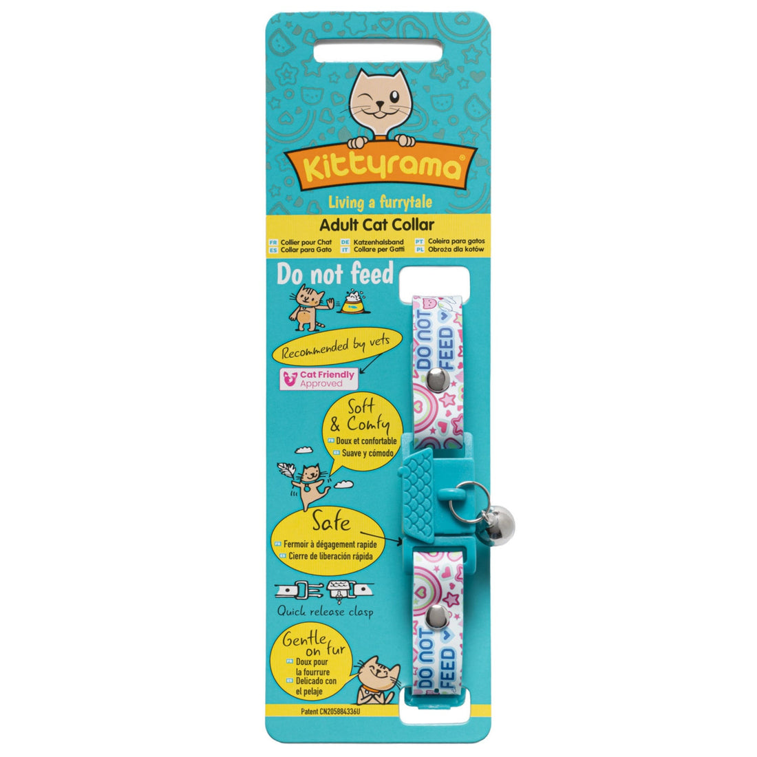 KITTYRAMA PEARL 'DO NOT FEED' CAT COLLAR - Quick Release, Breakaway, Hypoallergenic | Shop Brit | UK Pet Shop | Cat Supplies