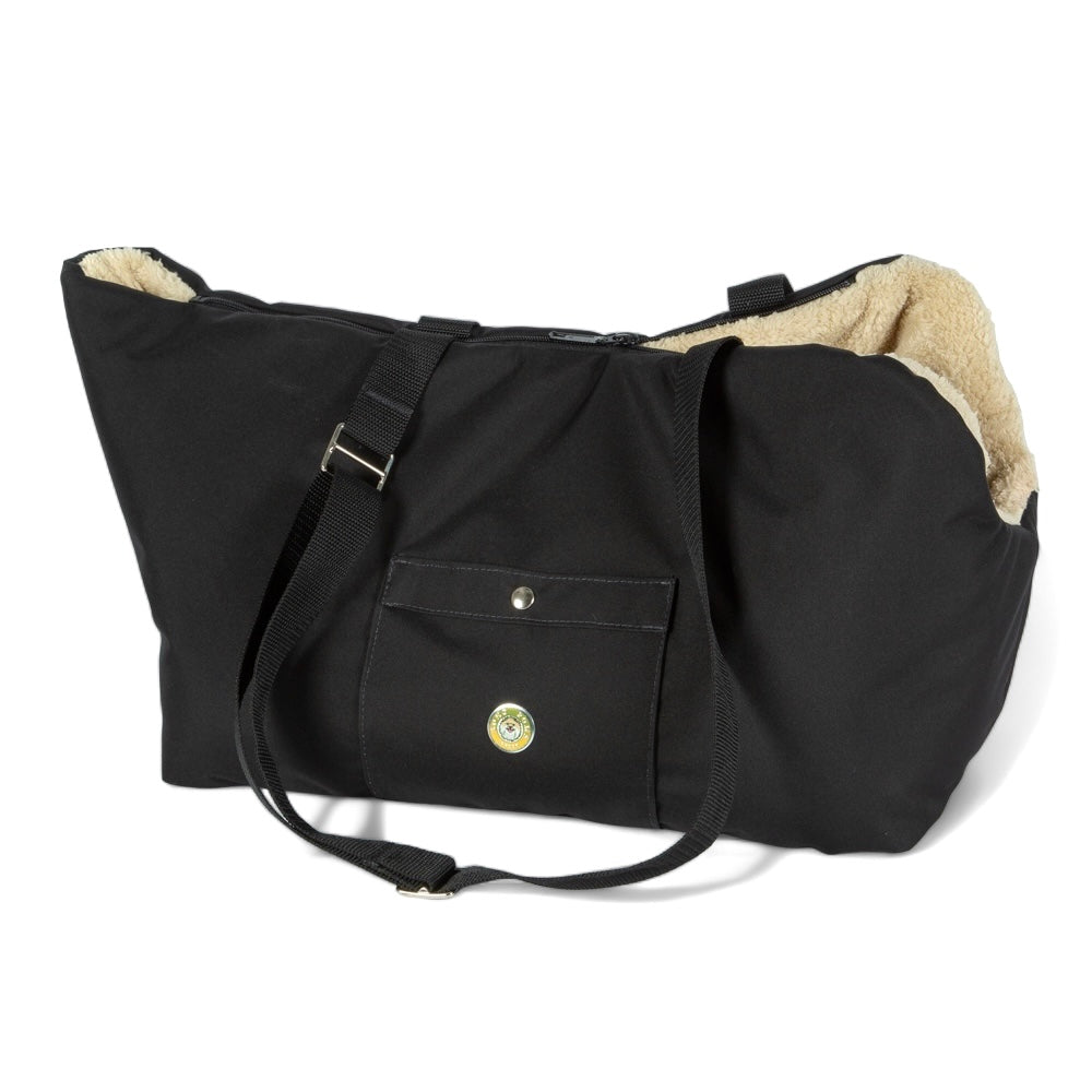 Soho Poms Black & Beige Luxury Rainy Bear Dog Carrier with Zipper | Shop Brit | UK Pet Shop | Dog Carrier