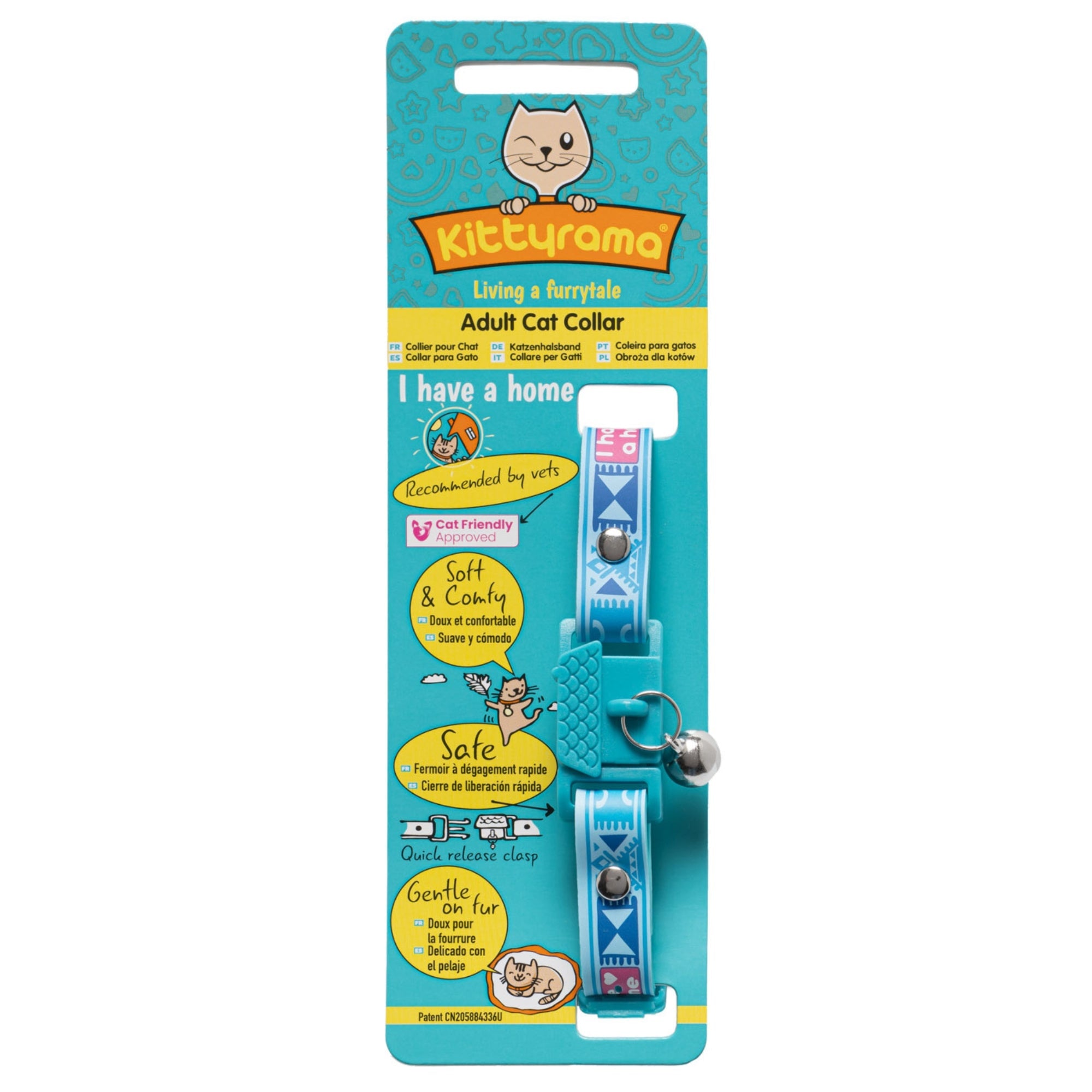 KITTYRAMA RIVER 'I HAVE A HOME' CAT COLLAR - Quick Release, Breakaway, Hypoallergenic | Shop Brit | UK Pet Shop | Cat Supplies