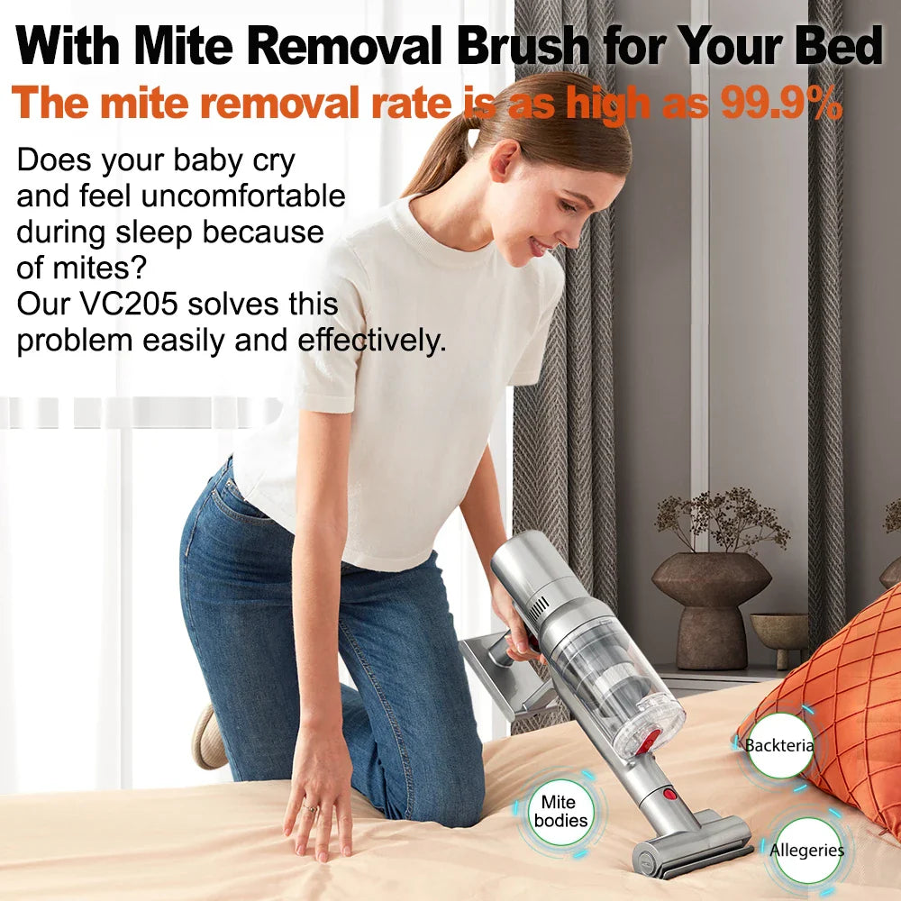 Cordless Handheld Vacuum Cleaner,27000PA,Touch Screen,Smart Dust Sensor,Auto Speed Control for Home Bed Carpet Clean