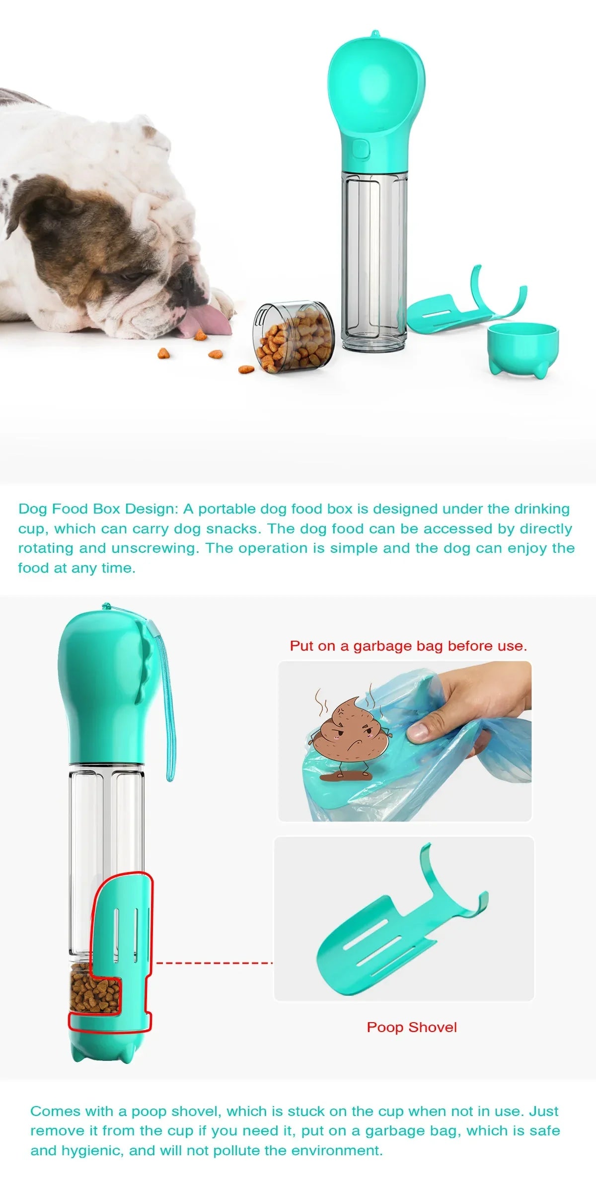 Portable Pet Dog Water Bottle For Small Large Dogs Travel Puppy Cat Drinking Bowl Outdoor Pet Water Dispenser Feeder wiht shovel