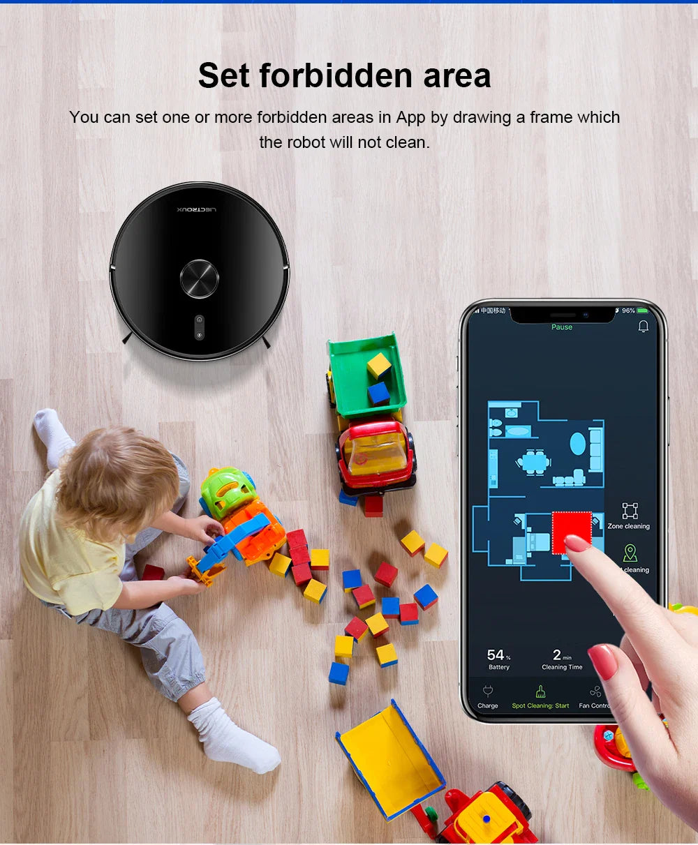 Liectroux / LILIN X6 LDS Robot Vacuum Cleaner,Laser Lidar Navigation,Wet Dry Mopping,6500Pa Suction,Multi-Floor Map,Carpet Boost