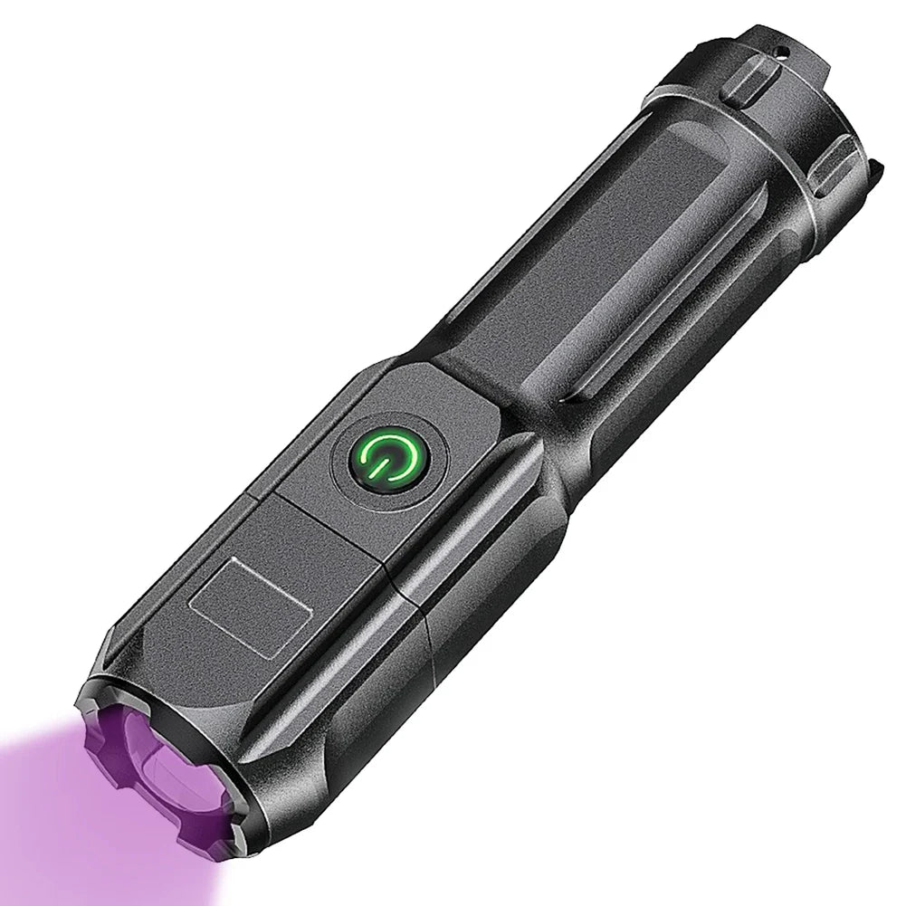 395nm Blacklight Flashlight USB Rechargeable Ultraviolet Blacklight Portable Torch Light for Pet Urine Detection Resin Curing