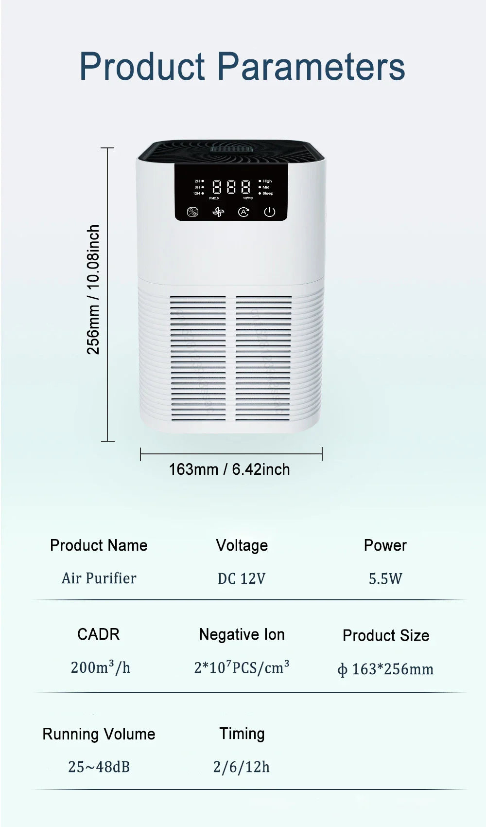 Air Purifier Portable Desktop Air Freshener For Home Allergies and Pets Hair, Smokers in Bedroom HEPA Filter Air Cleaner