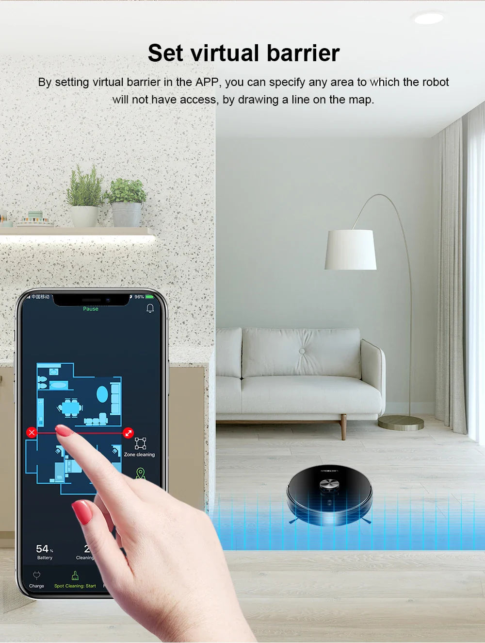 Liectroux / LILIN X6 LDS Robot Vacuum Cleaner,Laser Lidar Navigation,Wet Dry Mopping,6500Pa Suction,Multi-Floor Map,Carpet Boost