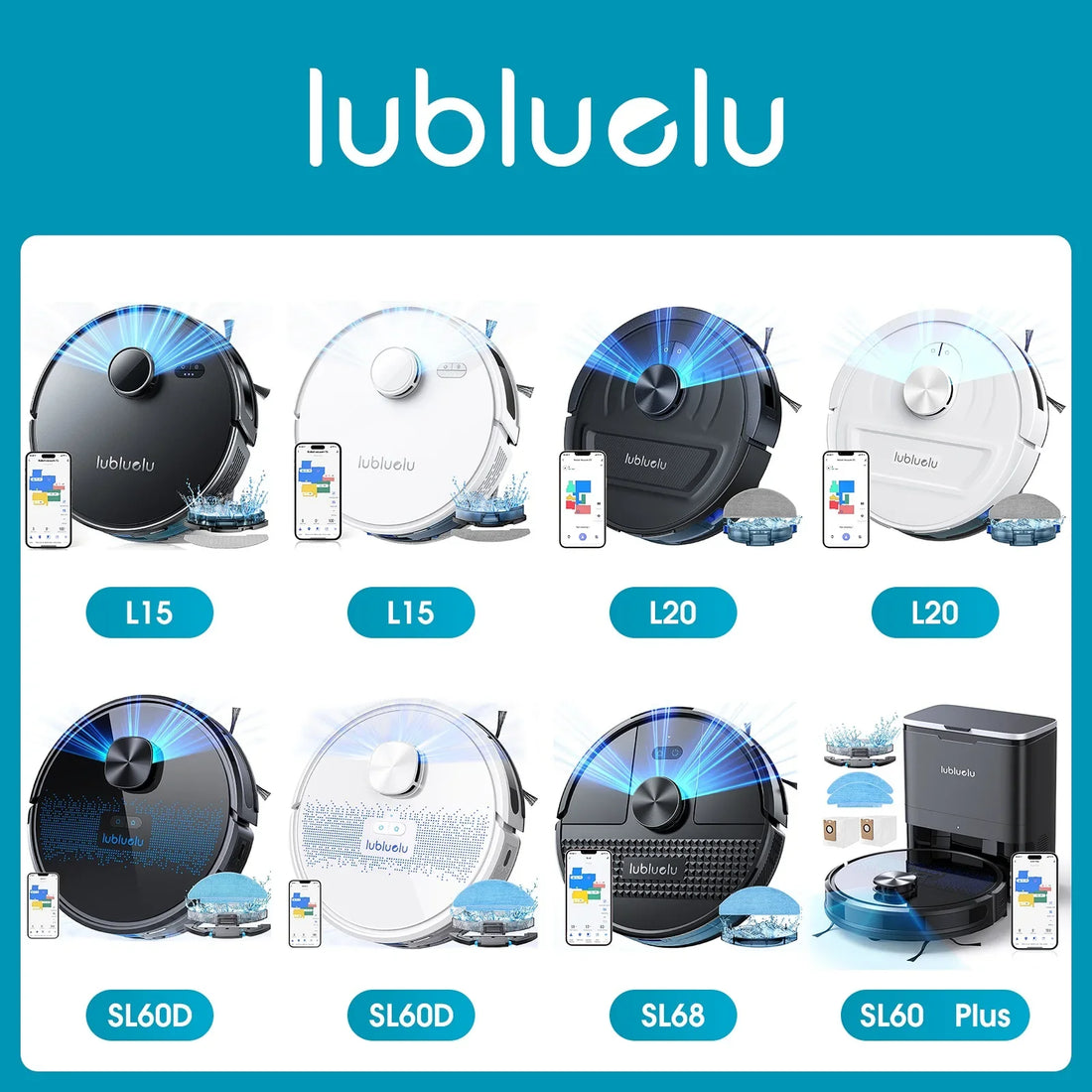 Lubluelu SL60D Robot Vacuum and Mop Combo - 4000Pa Suction, 150Mins Runtime, Quiet Operation, 10 No-Go Zones For Pet Hair Carpet