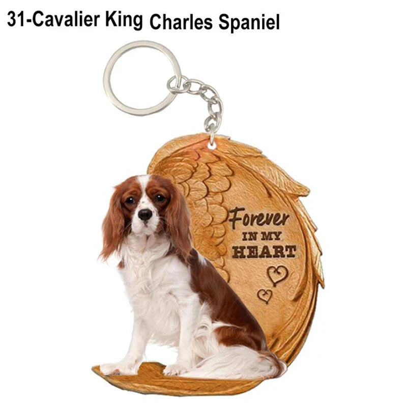 39 Style Cut Dog Forever In My Heart Angel Pendant Bag Keychain Car Key Chain Keyring Pet Jewelry Best Friends Gifts Accessories